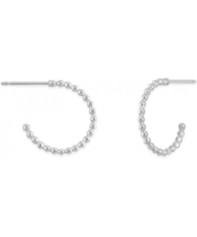 Jewelry Sterling Silver Beaded .5 Inch Post Hoop Earrings $14.49 Earrings