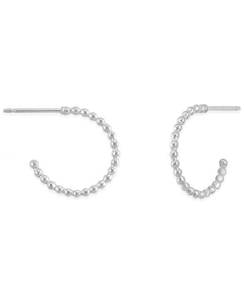 Jewelry Sterling Silver Beaded .5 Inch Post Hoop Earrings $14.49 Earrings