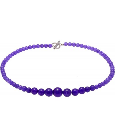 Enhanced Lavander Purple Jade Graduated Round Beads Strand Choker Necklace for Women, Toggle Clasp $11.39 Necklaces