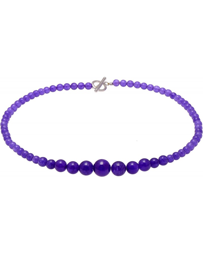 Enhanced Lavander Purple Jade Graduated Round Beads Strand Choker Necklace for Women, Toggle Clasp $11.39 Necklaces