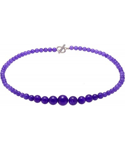 Enhanced Lavander Purple Jade Graduated Round Beads Strand Choker Necklace for Women, Toggle Clasp $11.39 Necklaces