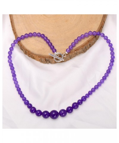 Enhanced Lavander Purple Jade Graduated Round Beads Strand Choker Necklace for Women, Toggle Clasp $11.39 Necklaces