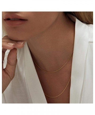 Gold Plated Necklace for Women, 14K Gold Plated Herringbone Chain Necklaces, Gold Plated Snake Chain Choker Necklaces for Wom...