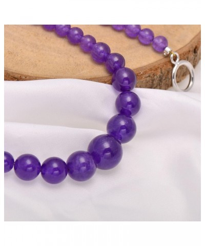 Enhanced Lavander Purple Jade Graduated Round Beads Strand Choker Necklace for Women, Toggle Clasp $11.39 Necklaces