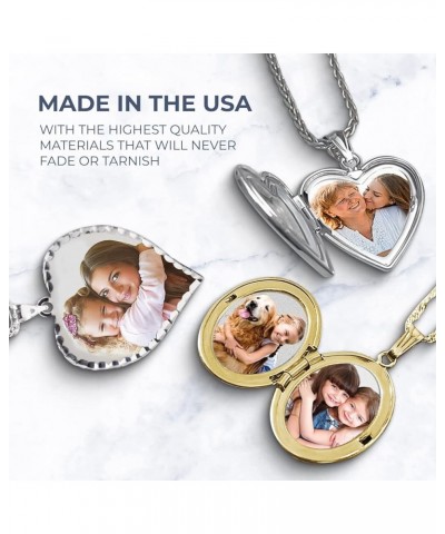 Personalized Photo Engraved Heart Shaped Picture Necklace with Diamond Cut Edge in Silver, Gold, White Gold or Rose Gold - 1 ...