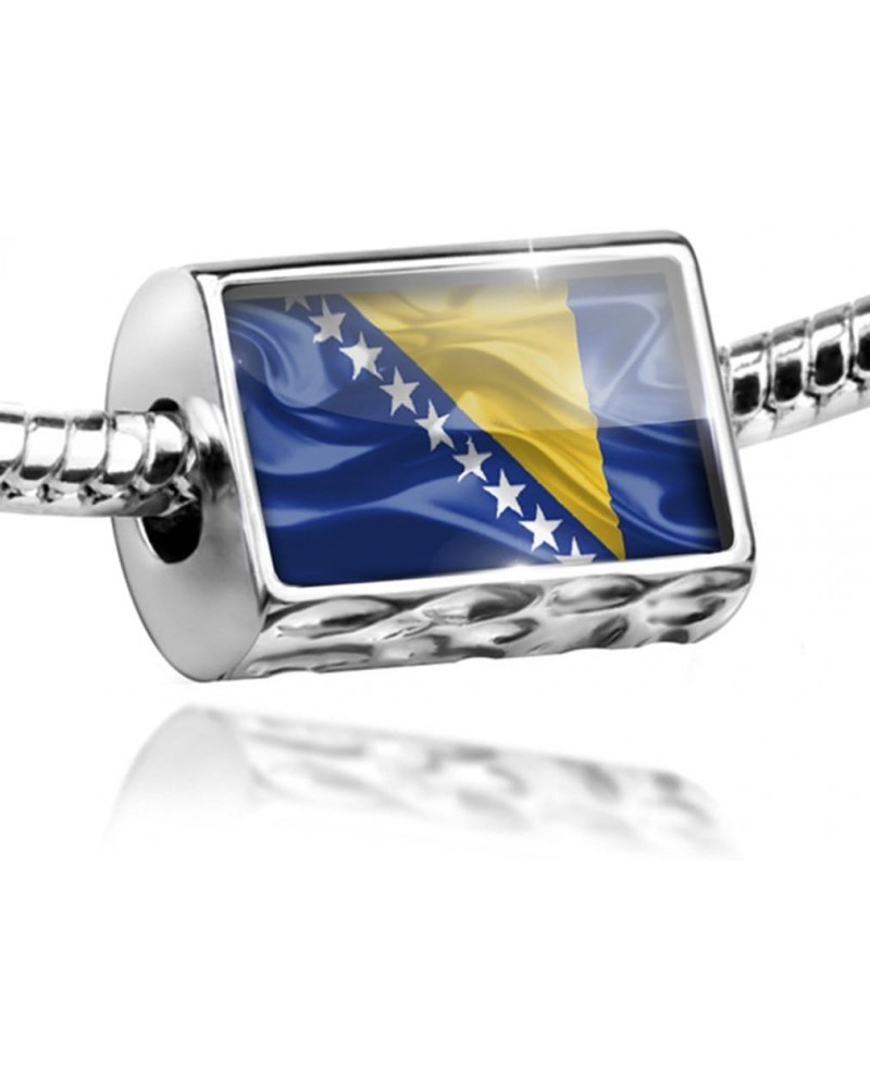 Charm Bosnia and Herzegovina 3D Flag - Bead Fit All European Bracelets, Neonbl $9.38 Bracelets