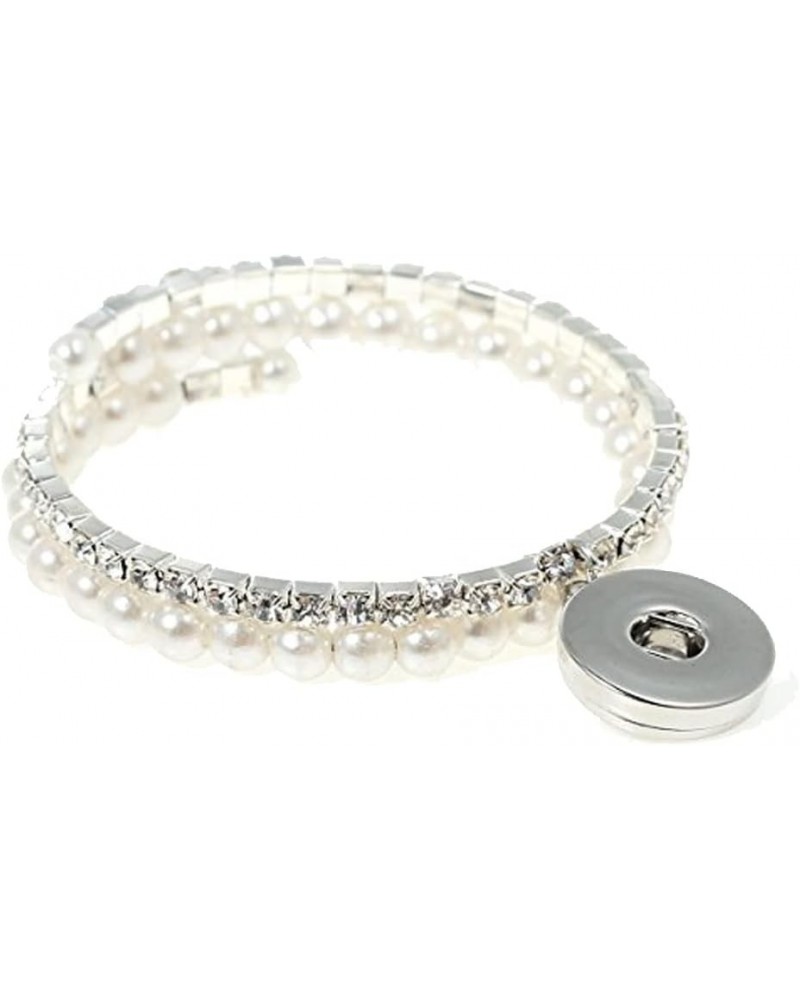 Snap Button Chunk Bracelet Silver Tone with Clear Rhinestone $8.54 Bracelets