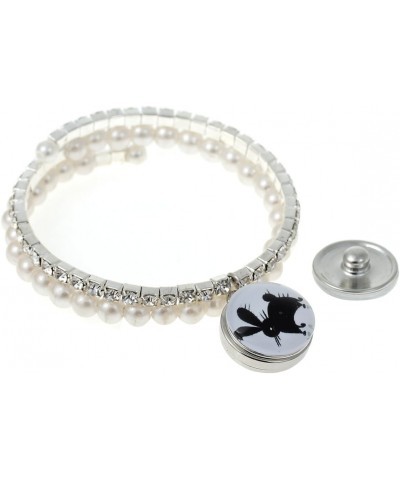 Snap Button Chunk Bracelet Silver Tone with Clear Rhinestone $8.54 Bracelets