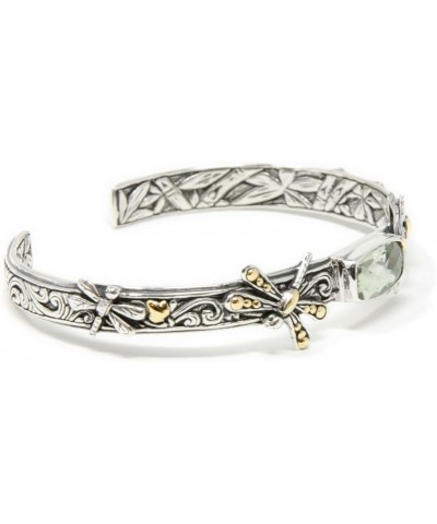 Artisan Bali Treasures, Dragonfly Bali Bracelet Cuff, 925 Sterling Silver, 18k Gold & Gemstones Green Amethyst $58.50 Bracelets