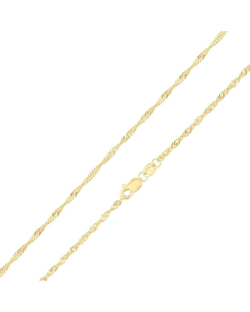 14K Yellow, White OR Tricolor Solid Gold 1.5mm Singapore Chain Necklace with Lobster Clasp Yellow Gold 18.0 Inches $72.57 Nec...