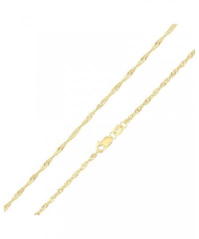 14K Yellow, White OR Tricolor Solid Gold 1.5mm Singapore Chain Necklace with Lobster Clasp Yellow Gold 18.0 Inches $72.57 Nec...