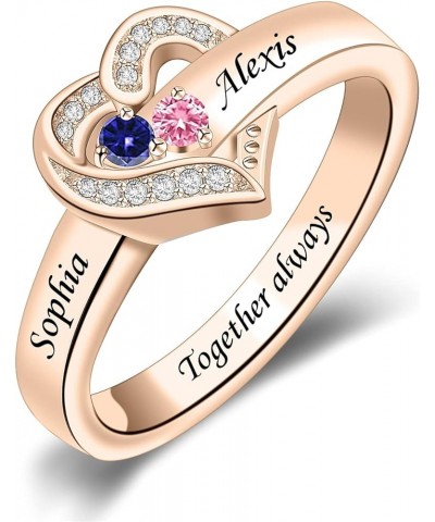 925 Sterling Silver Personalized Mother Ring With 1-8 Simulated Birthstones Heart Custom Wedding Family Engraved Name Ring fo...