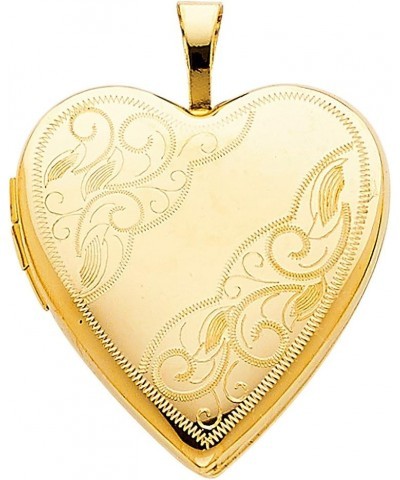 14K Yellow Gold Engraved Heart Locket Charm Pendant with 1.4mm Flat Open Wheat Chain Necklace 22.0 Inches $120.40 Necklaces