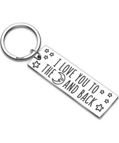 Stainless Steel Inpirational Mantra Lovers Couple Husband Wife Birthday Keychain Pendant Gift I Love You to the Moon and Back...