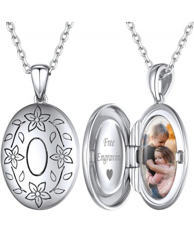 925 Sterling Silver Engraved Flower Locket Necklace for Women That Hold Pictures Personalized Picture Lockets - 16,18,22 Inch...