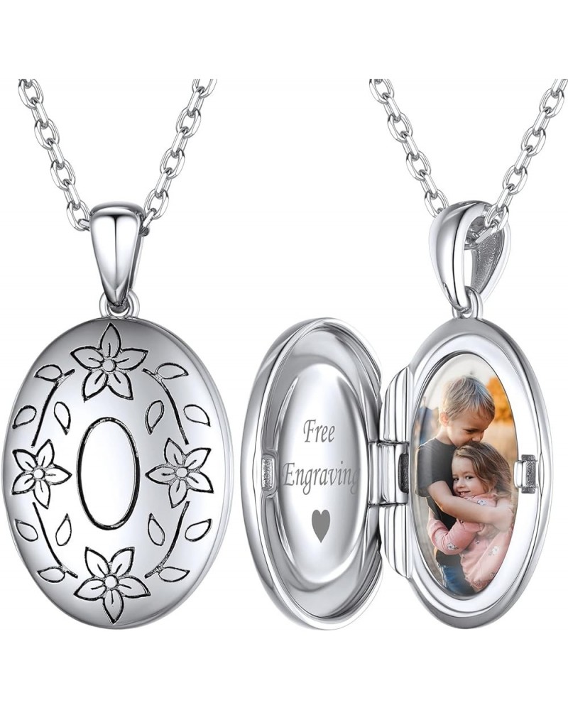 925 Sterling Silver Engraved Flower Locket Necklace for Women That Hold Pictures Personalized Picture Lockets - 16,18,22 Inch...