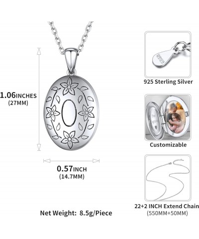 925 Sterling Silver Engraved Flower Locket Necklace for Women That Hold Pictures Personalized Picture Lockets - 16,18,22 Inch...