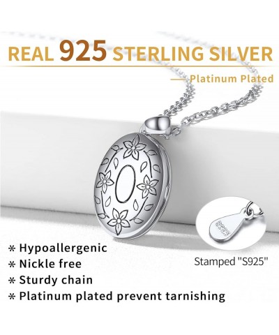 925 Sterling Silver Engraved Flower Locket Necklace for Women That Hold Pictures Personalized Picture Lockets - 16,18,22 Inch...