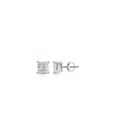 Princess cut Diamond Stud (IGI Certified (0.70ct & up) ScrewBack 14K from (0.04ct - 2.00ct, Clarity-I2) White Gold 0.07 carat...