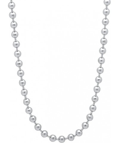 3.3mm Rhodium Plated Ball Military Bead Chain Necklace 36.0 Inches $25.19 Necklaces