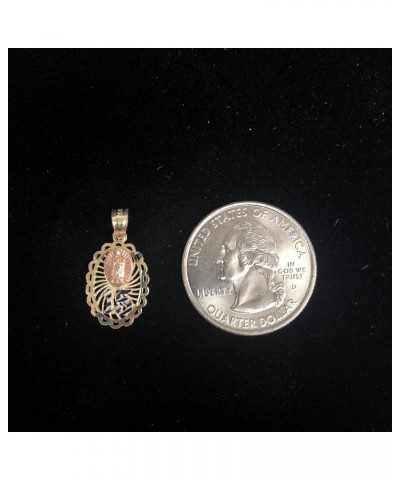 14K Tri Color Gold Sweet 15 Years Bday Quinceanera Virgin Mary Round Charm Tiny Size Pendant For Necklace or Chain $42.57 Pen...