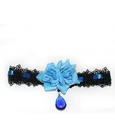 Lolita Vampire Blue Rose Nightclub Crystal Choker Gothic Dress Retro Necklace $11.27 Necklaces