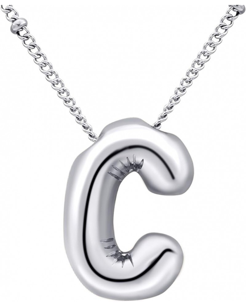 Stainless Steel/Gold Plated Balloon Initial Necklaces for Women Bubble Letter A-Z Pendant with Dainty Chain Girlfriend Birthd...