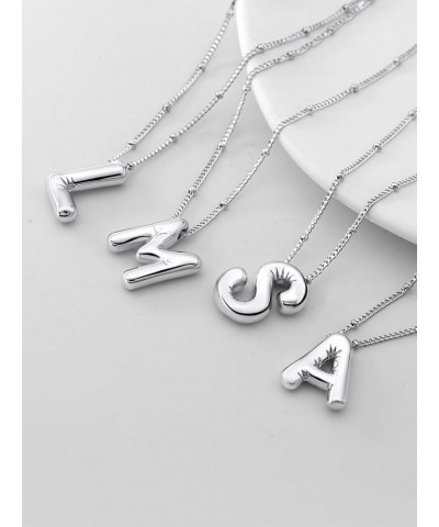 Stainless Steel/Gold Plated Balloon Initial Necklaces for Women Bubble Letter A-Z Pendant with Dainty Chain Girlfriend Birthd...