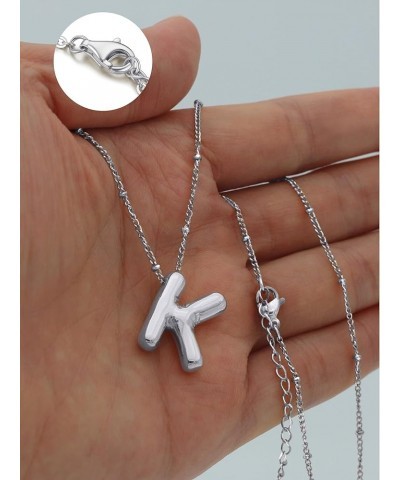 Stainless Steel/Gold Plated Balloon Initial Necklaces for Women Bubble Letter A-Z Pendant with Dainty Chain Girlfriend Birthd...