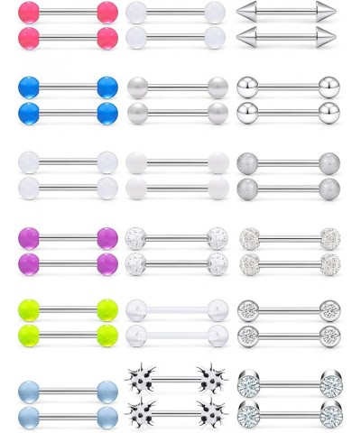 14G Nipple Rings for women men Elegant CZ Stone 316L Stainless Steel Nipple Tongue Rings Bar Barbells Body Piercing Jewelry S...