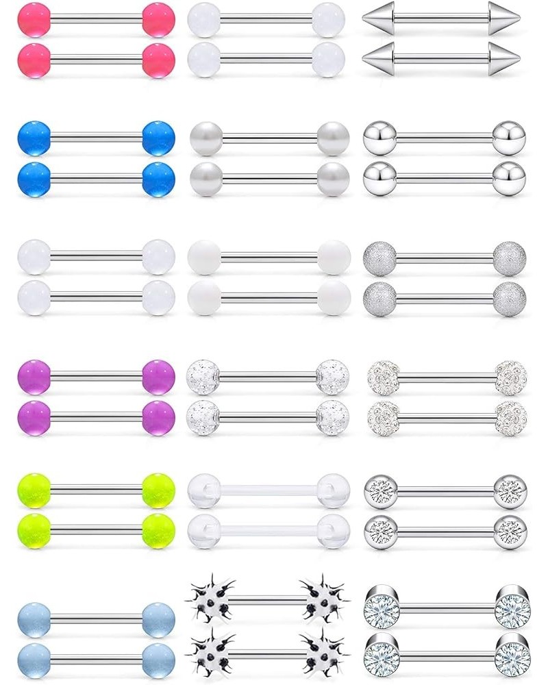 14G Nipple Rings for women men Elegant CZ Stone 316L Stainless Steel Nipple Tongue Rings Bar Barbells Body Piercing Jewelry S...