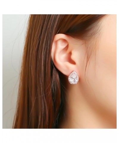 Rhinestone Heart Shape Glitter Crystal Stud Earrings for Women,Sparkly Elegant Wedding Prom Earrings Jewelry Gift Ear Studs-r...