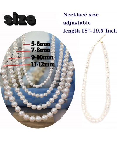 Pearl Necklace For Women White Round Pearl Necklaces Set Gold Extended Chain AAA Quality Freshwater Cultured Real Pearl 18 In...