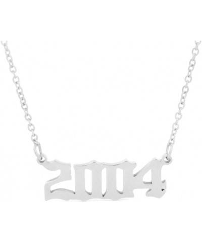 Birth Year Necklace,Year Charm Choker Chain 18K Gold Necklace For Women Number Pendant Friendship Birthday Gift 2004-Silver $...