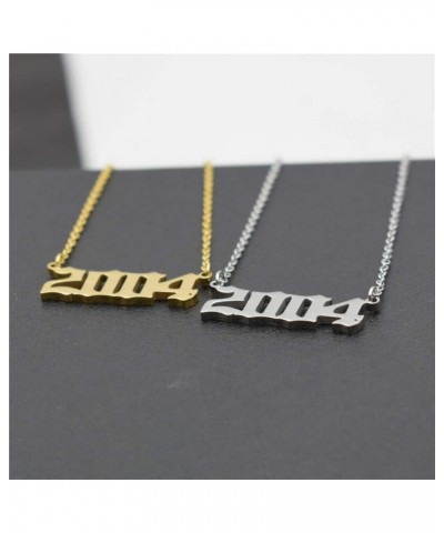 Birth Year Necklace,Year Charm Choker Chain 18K Gold Necklace For Women Number Pendant Friendship Birthday Gift 2004-Silver $...