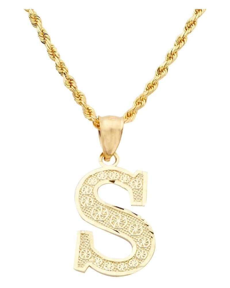 10K Yellow Gold Diamond Cut A to Z Alphabet Initial Letter Charm Necklace Pendant (Small Size) S $52.50 Pendants