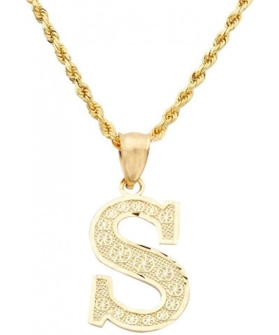 10K Yellow Gold Diamond Cut A to Z Alphabet Initial Letter Charm Necklace Pendant (Small Size) S $52.50 Pendants