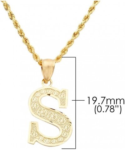 10K Yellow Gold Diamond Cut A to Z Alphabet Initial Letter Charm Necklace Pendant (Small Size) S $52.50 Pendants