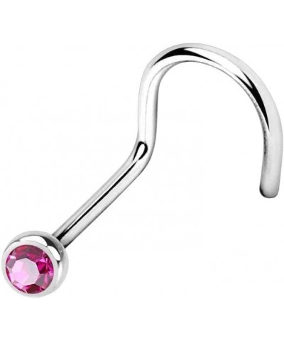 Press Fit Gem Ball 316L Surgical Steel Nose Screw Rings Size: 20GA, Ball Size: 2.5mm, Fuchsia (Hot Pink) $9.11 Body Jewelry