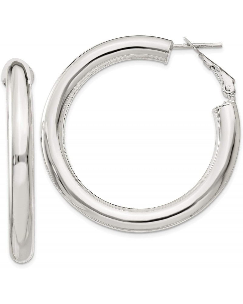 Solid 925 Sterling Silver Omega Back Hoop Earrings (5mm x 29mm) $36.80 Earrings