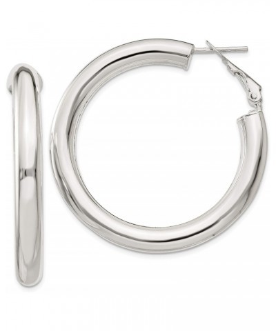 Solid 925 Sterling Silver Omega Back Hoop Earrings (5mm x 29mm) $36.80 Earrings