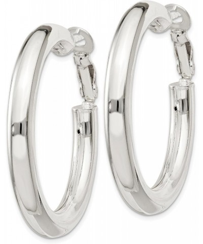 Solid 925 Sterling Silver Omega Back Hoop Earrings (5mm x 29mm) $36.80 Earrings