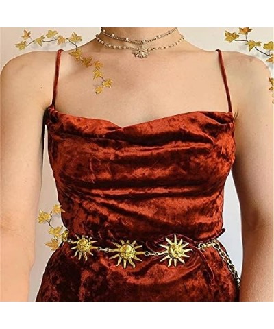 Women Punk Gothic Metal Waist Chain Vintage Sun Moon Waist Belt Silver Jewelry Pendant for Dress Party Gold Sun $13.79 Body J...