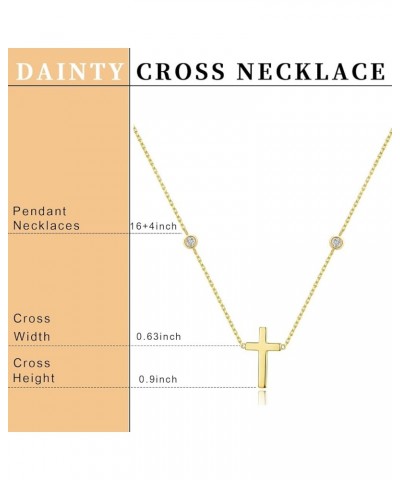 Dainty Cross Necklace for Women Girls - 18K Real Gold Plated Choker Layered Silver/Gold Cute Sideways, Cubic Zirconia Cross P...