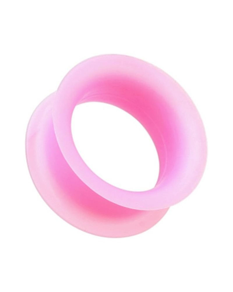 Ultra Thin Flexible Silicone Ear Skin WildKlass Double Flared Tunnel Plug (Sold as Pairs) 9/16" (14mm) Pink $8.95 Body Jewelry