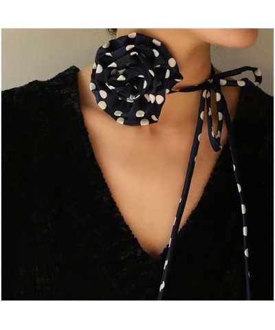 2024 New Choker Necklace Women Chiffon Polka Dot Rose Style Neckchain Long Rope Choker Bow Necklace Fashion Chokers 134 $8.83...