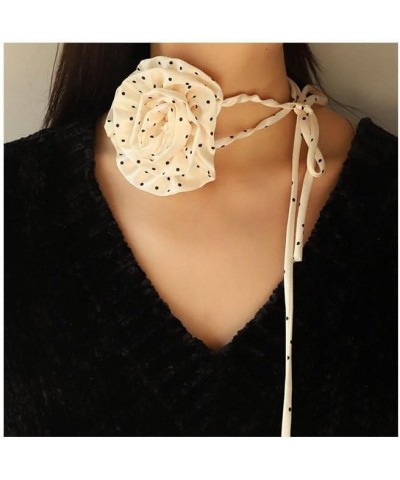 2024 New Choker Necklace Women Chiffon Polka Dot Rose Style Neckchain Long Rope Choker Bow Necklace Fashion Chokers 134 $8.83...