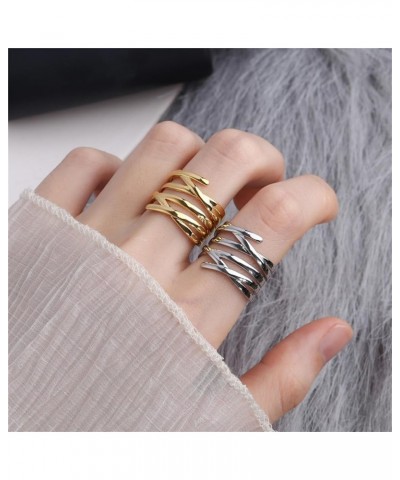 3-10Pcs Dome Rings Set Chunky Gold Ring for Women Men 14k Gold Plated Thick Adjustable Statement Ring Gold/Silver Silver-6p $...