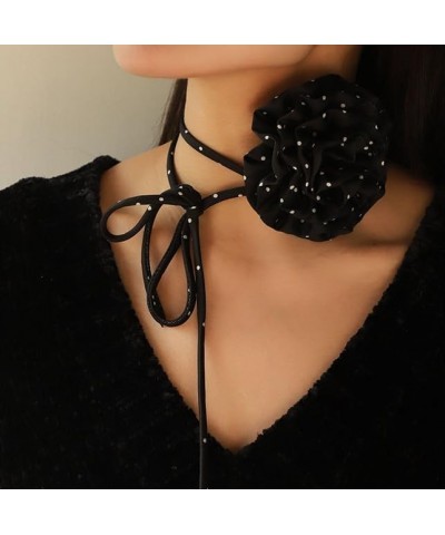 2024 New Choker Necklace Women Chiffon Polka Dot Rose Style Neckchain Long Rope Choker Bow Necklace Fashion Chokers 134 $8.83...