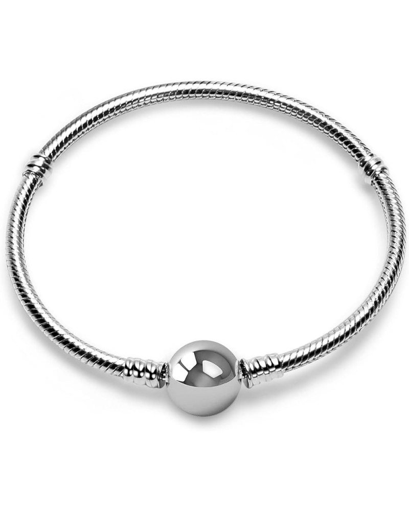 Charm Bracelet Fit For Charm Beads, 925 Sterling Silver Cubic Zirconia Heart Clasp Snake Chain Bracelet Fit Any Charm Gift fo...